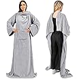 PAVILIA Wearable Blanket with Sleeves for Adult Women Men, Cozy Fleece Warm Wrap Throw with Arms, Gifts for Christmas, Wife