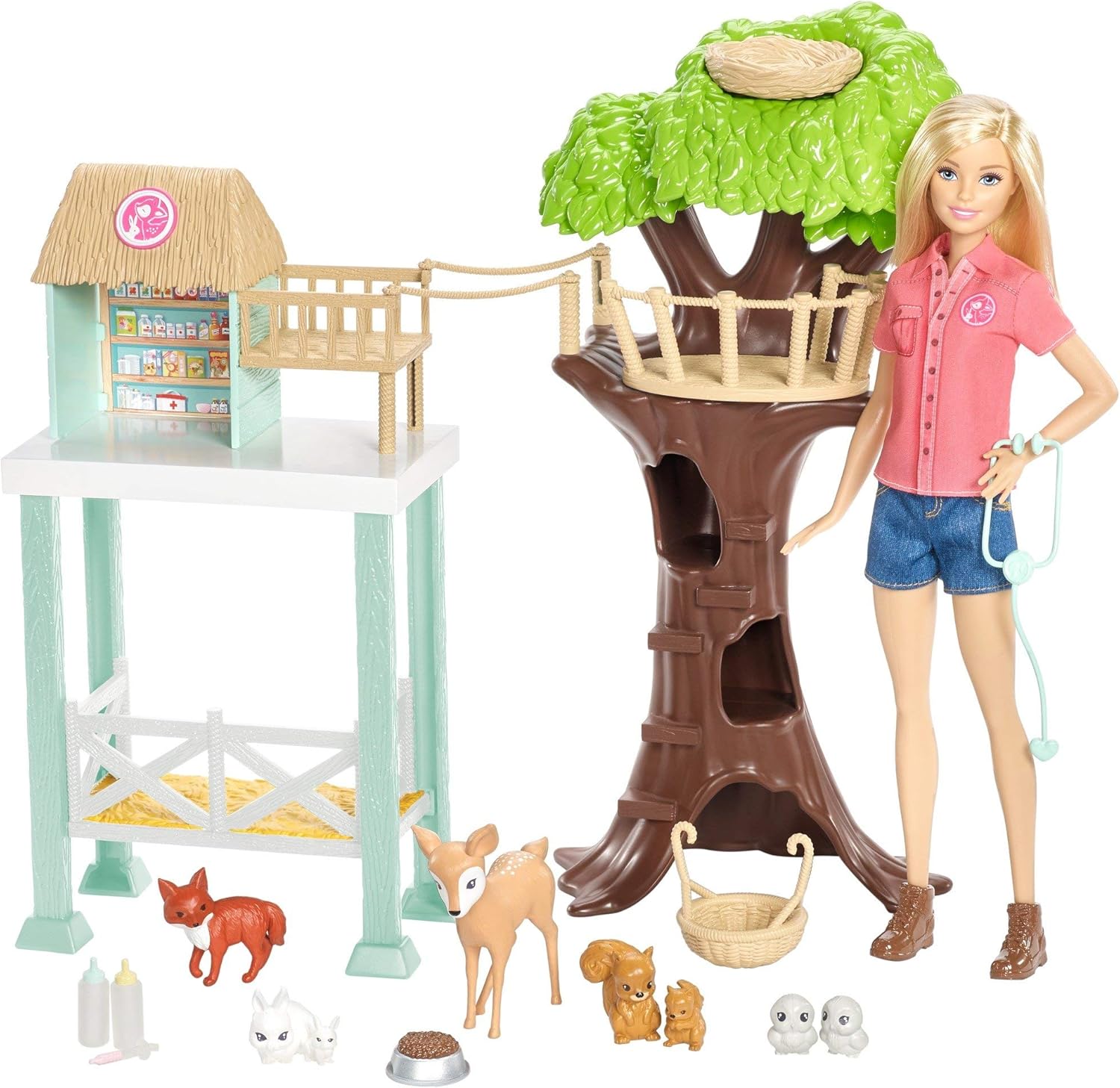 ​Barbie Doll and Animal Rescue Center with 8 Animals: Toys & Games