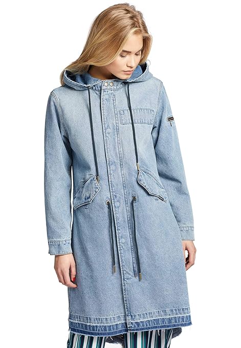 khujo Damen Parka Miranda Jeansmantel mit leichtem Innenfutter und Waschungseffekt