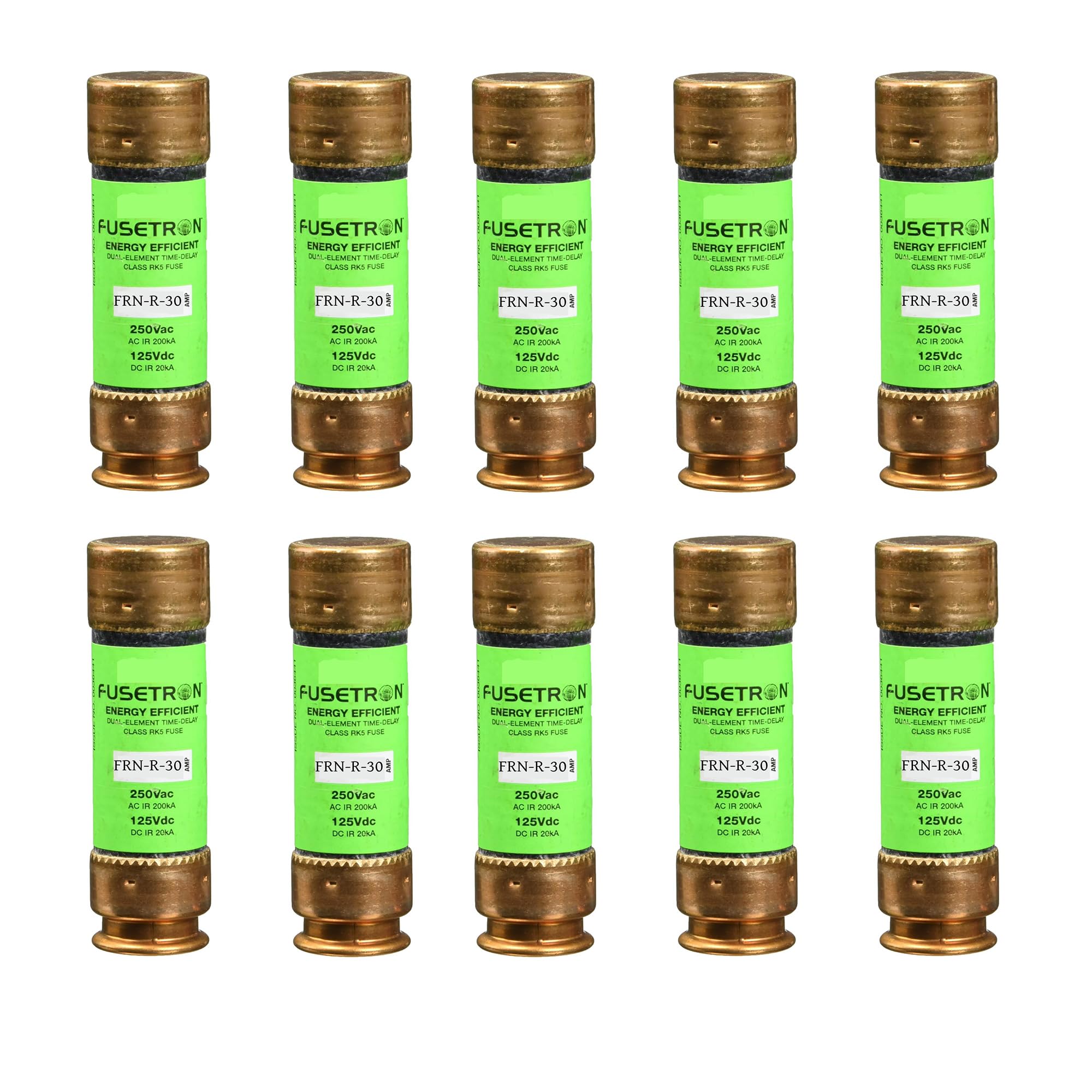 Photo 1 of 10-Pack New FRN-R-30 FRN-R-30A 250Vac Time Delay Fuse,FRN-R-30A Current Limitinge Class RK5 Fuse