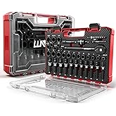 3/8" Drive Impact Socket Set (Metric &amp; Sae) 45Pcs Transparent Case | EVA Foam Insert, Cr-V Material, Automotive Engine and Daily Home Repair, Engine Repair, Tire Changes