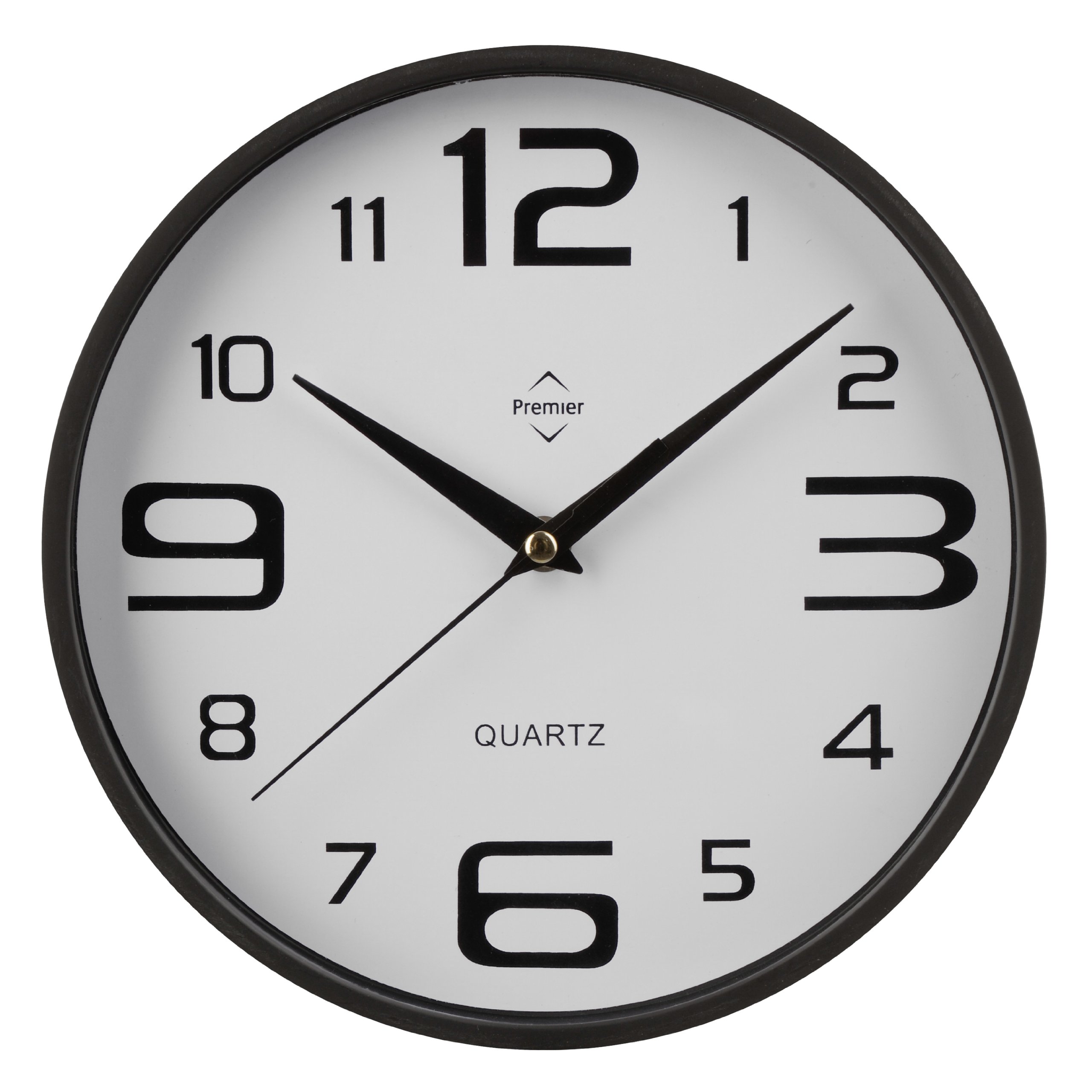 Premier Housewares 2200570 Round Wall Clock - Black H25 x W25 x D3cm