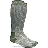 Carolina Ultimate Mens 90% Merino Wool Tall Boot Socks 1 Pair Pack, Charcoal/Green, Large