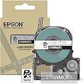 Epson LABELWORKS 218WMCPX Genuine PET (Polyester) Tape Cartridge - White on Matte Clear Designer Craft Label Maker Tape - 3/4" (18MM) Wide, 26'