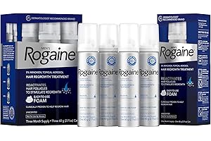 Rogaine Men’s 5% Minoxidil Foam Hair Regrowth Treatment, FDA Approved Brand, Proven to Improve Hair Regrowth, Extra Strength Minoxidil Foam, Unscented Aerosol, 4 Month Supply (4 x 2.11 oz Cans)