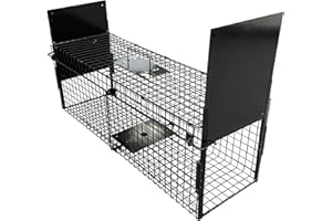 THEALYN Animal Cage Trap 31.75 X 13 X 10 inch Double Door Animal Cage Trap Metal Trap Cage Humane Live Animal Trap for Rabbits, Stray Cat, Squirrel, Raccoon, Mole, Gopher, Opossum