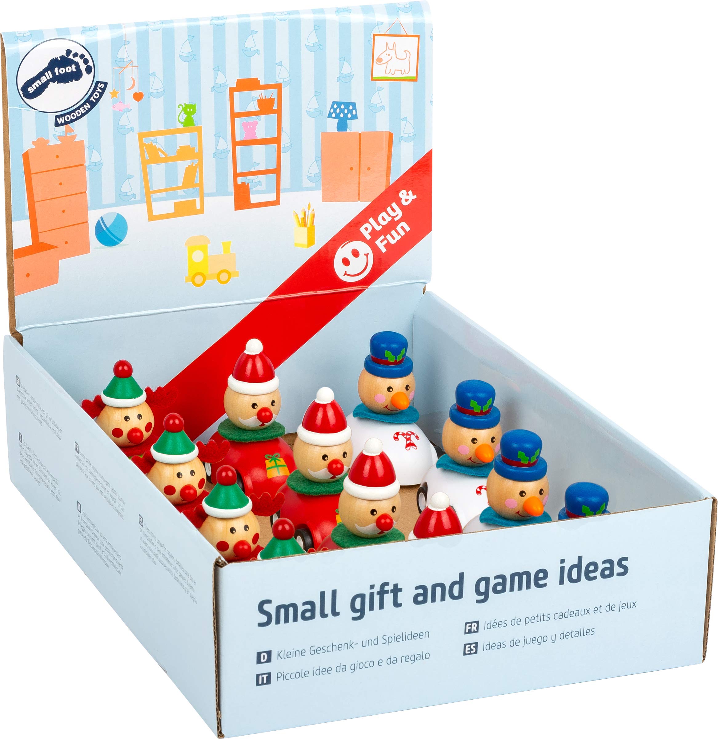 Small Foot 11469 Christmas Pull-Back Figurines Display, A Set of 12 Figurines, Each Figurine Approx. 6.5 x 4 x 6 cm