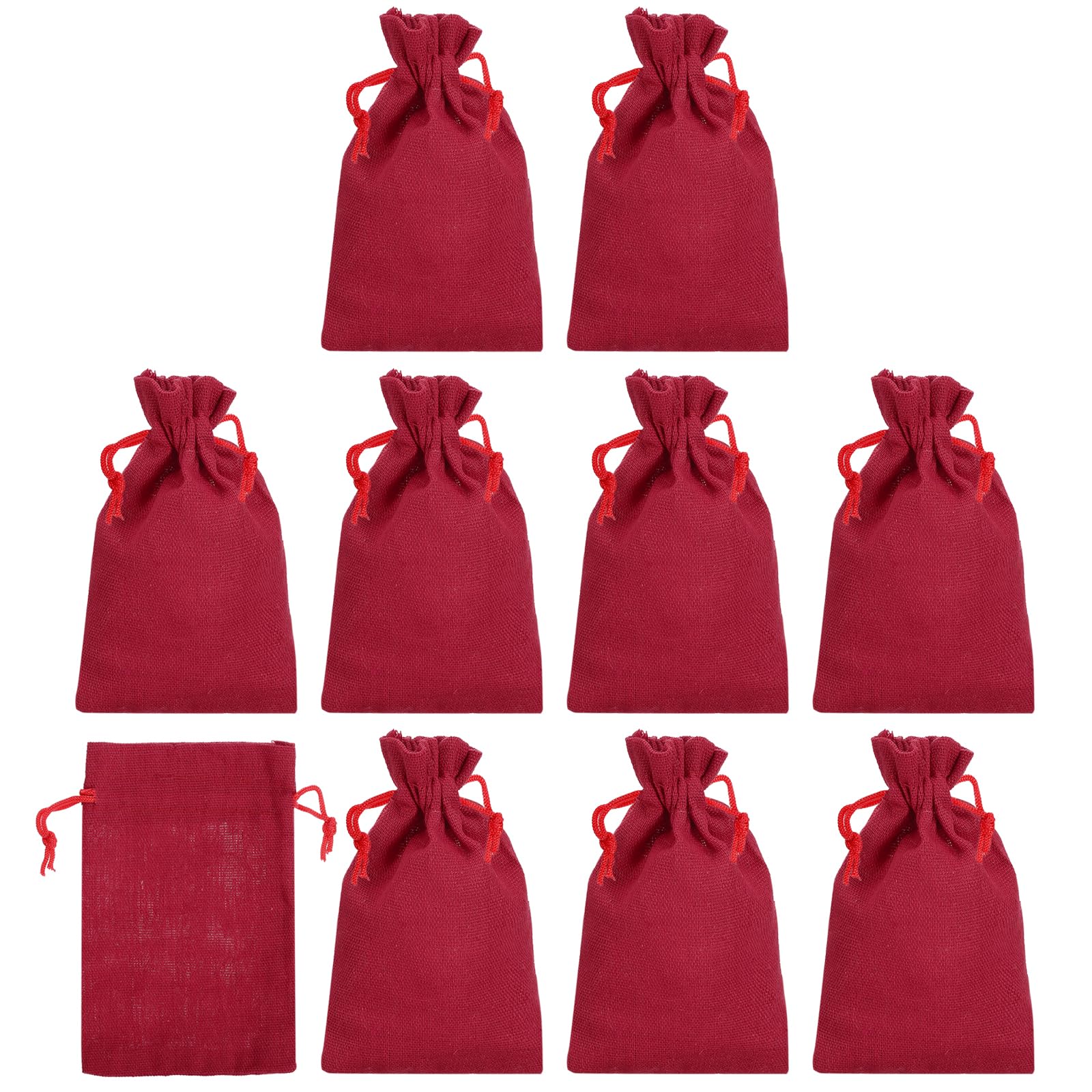 PATIKIL 6"x4" Coin Money Sacks Bag, 10 Pack Bank Deposit Change Transit Bags Cash Bag with Drawstring Currency Bags Gift Bag Style 4, Wine Red