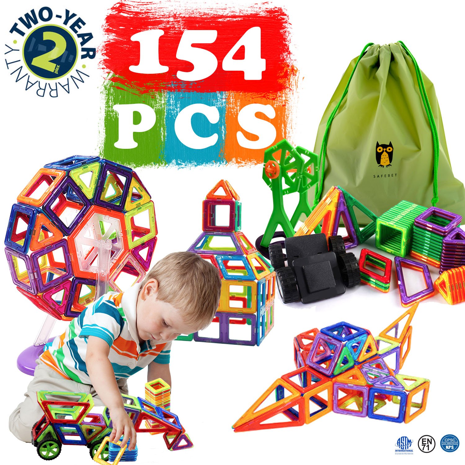 154 Pcs Tiles Building Blocks Set for Kids Tiles STEM