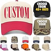 Design Your Own Custom Serif Text Vintage Trucker Hat | Upload Your Word | Premium Snapback Baseball Hat for Men & Women Multi