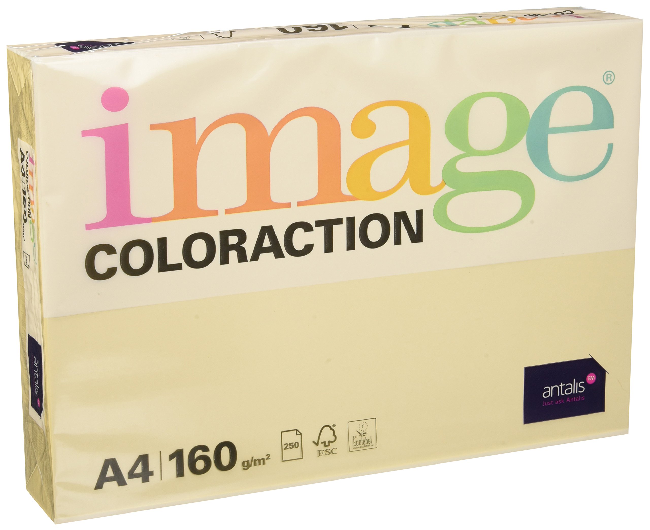 Image Coloraction Dune - Coloured Copier Paper - DIN A4, 210 x 297 mm, 160 g/m² - Colourful, Wood-Free Printer Paper for Copiers - 250 Sheets - Cream