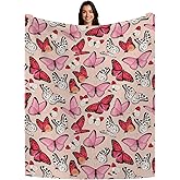 Butterfly - Themed Soft Flannel Blanket Lightweight Decor for Home, Great Gift for All Seasons for Women, Girls, and Lovers of Butterflies (50"x60")