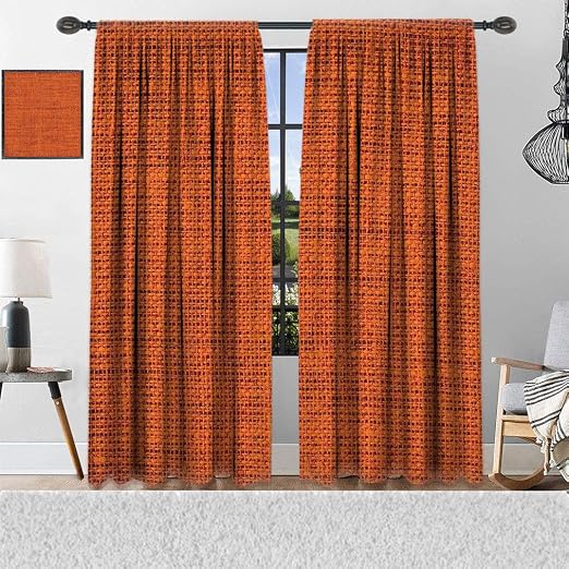 Amazon Com Yahonwa Burnt Orange Curtains Rough Texture Close Up Thick Fabric Image Print Country Living Rustic Style Curtain For Bedroom 2 Panels Set 96 W X 96 L Burnt Home Kitchen