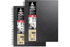 ARTEZA Watercolor Sketchbook 2-Pack, 64 Pages Each, 9x12 Inches – Spiral-Bound, 140 lb Cold Press Paper, Black Hardcover for Watercolor & Mixed Media