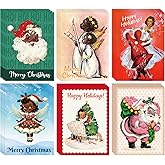 Fancy Land 24 Pcs African American Christmas Cards with Envelopes Black Christmas Greeting Cards Holiday Cards Bulk Black Xmas