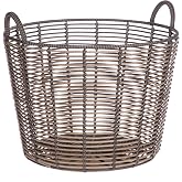 20 Inch Oversized Circular Rattan Storage Basket, Uncovered, With Handle, Suitable For Living Room, Bedroom, Laundry Room, Brown Color.