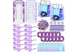 Geiserailie 146 Pcs/12 Set Kpop Party Favors Friendship Gifts Include Bead Bracelets Heart Sunglasses Scrunchies Clips Stickers Gift Bags for Popular Singer Party Favors Y2k Fans Birthday(Purple)