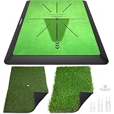 COSPOPTIC Golf Hitting Mat with Swing Path Feedback, Heavy-Duty Rubber Base Anti-Slip Golf Training Mat, Extra Replaceable Surface, Portable Practice Mat for Home Office Garage Yard Indoor Outdoor
