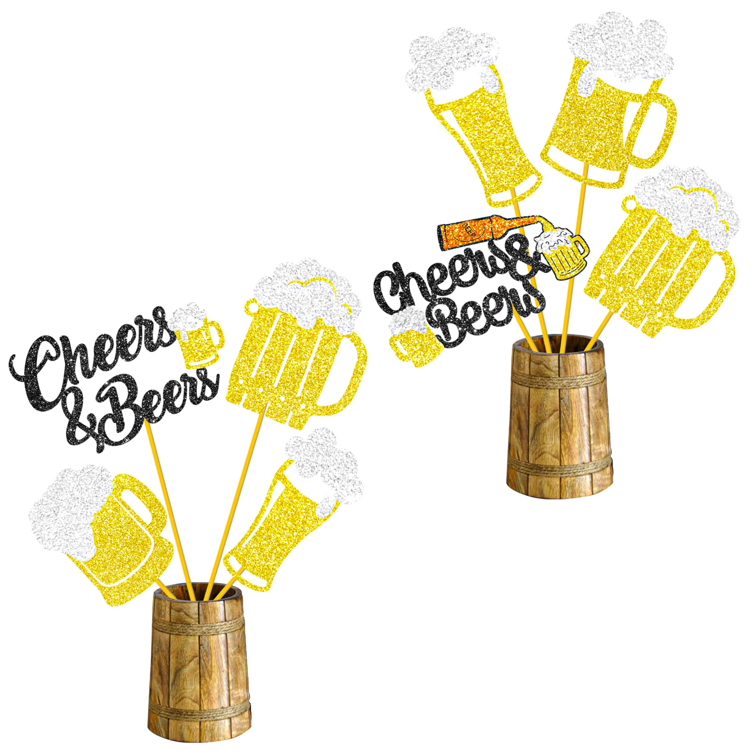 Photo 1 of 12Pcs Cheers and Beers Party Centerpiece Sticks Beer Party Decorations Glitter Beers Mug Table Centerpieces for Cheers Beers Festival Theme Birthday Party Baby Shower Supplies
