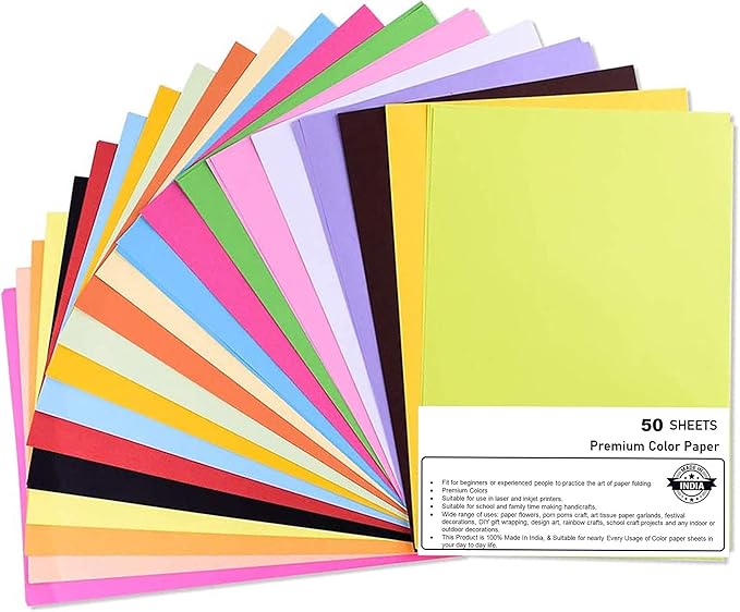OFIXO Pack of 50 Sheets (10 Color*50 Sheets) A4 Color Paper for Art and