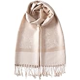 TUSHUSTY Pashmina Feel Rave Scarf Shawl Wrap for Women Men | Soft Silky, Lightweight, Two-Tone Paisley Design, Perfect Rave Scraf For Evening Dresses, Festivals, Travel, Weddings &amp; Hijab