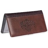 Christian Art Gifts Checkbook Cover for Men 'Blessed Man' Two Tone Brown Christian Wallet Bi-fold Faux Leather Christian Checkbook Cover for Duplicate Checks ID & Cards Pen Loop - Jeremiah 17:7