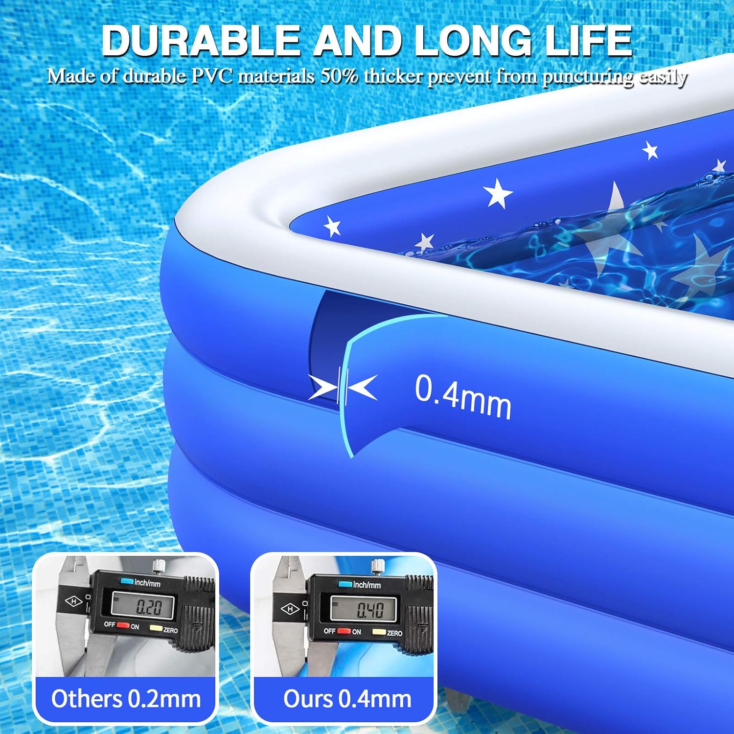 Inflatable Family Swimming Pool, Inflatable Pool for Kiddie, Kids, Adults, Toddlers, Infant, 120" X 72" X 22" Oversized Blow Up Lounge Pools, Easy Set Swimming Pool for Outdoor, Garden, Backyard: Kitchen & Dining