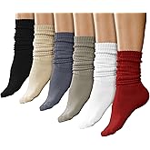 Winterlace 6 Pairs Slouch Socks for Women, Soft Extra Long Scrunch Knee High Sock, Bulk Pack