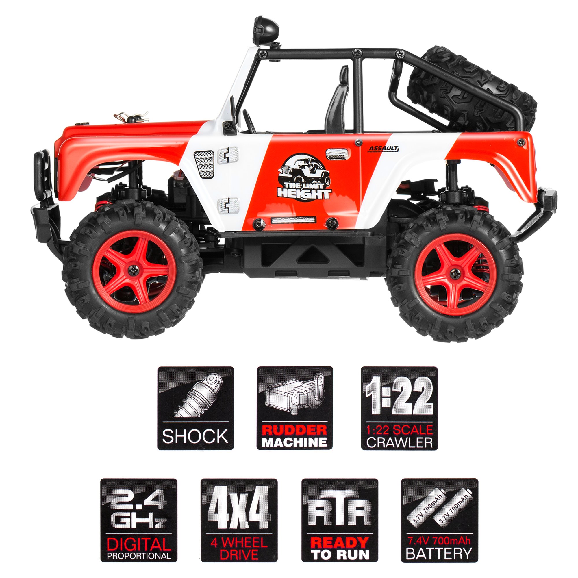 RC Voiture Télécommandée, Abask Voiture Radiocommandé Radio Commandée 1:22 Échelle 2.4GHz 40+KM/H Remote Control Voitures Tout Terrain Camion Hors-Route Buggy Le Meilleur Cadeau pour Enfants ou Amateurs de Camion (Rouge)