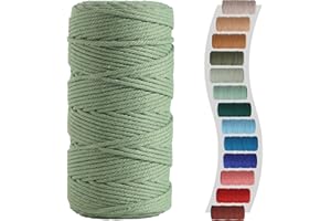 NOANTA Macrame Cord 3mm 220yards (200 Meters) Avocado Green Macrame Supplies Macrame Yarn, Colored Cotton Rope, Colored Cord for DIY