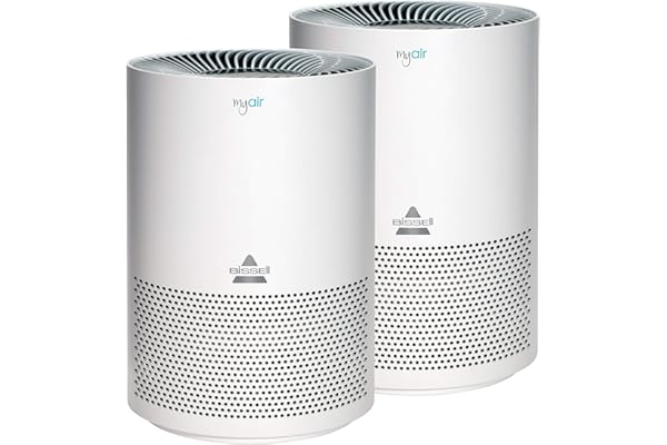 Bissell MYair, 2 Pack, Purifier with High Efficiency and Carbon Filter for Small Room and Home, Quiet Bedroom Air Cleaner for