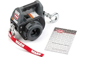 WARN 101570 Handheld Portable Drill Winch with 40 Foot Steel Wire Rope: 750 lb Pulling Capacity , Gray
