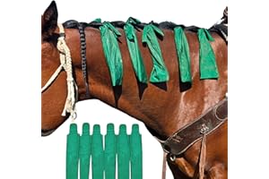 RANCH HAND STORE Ranch Hand Horse Mane Bags - Protect Horse's Mane from Wind, Sun & Mud - Prevents Tangles, Rubbing Out and Breakage - Made with Nylon - Easy to Use and Washable - Set of 6 (Green)