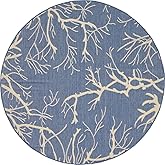 Unique Loom Outdoor Botanical Collection Area Rug - Branch (6' 1" Round, Blue/ Beige)