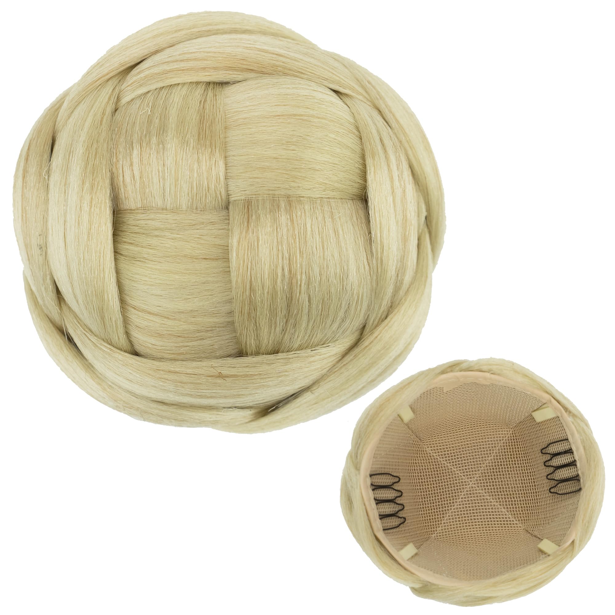 IMISSU Medium Size Braided Chignon Dancer Hair Cover Donut Hair Pieces Accessories Scrunchies Hair Bun Wig Updo Wedding Party for Women (Dirty Blonde)