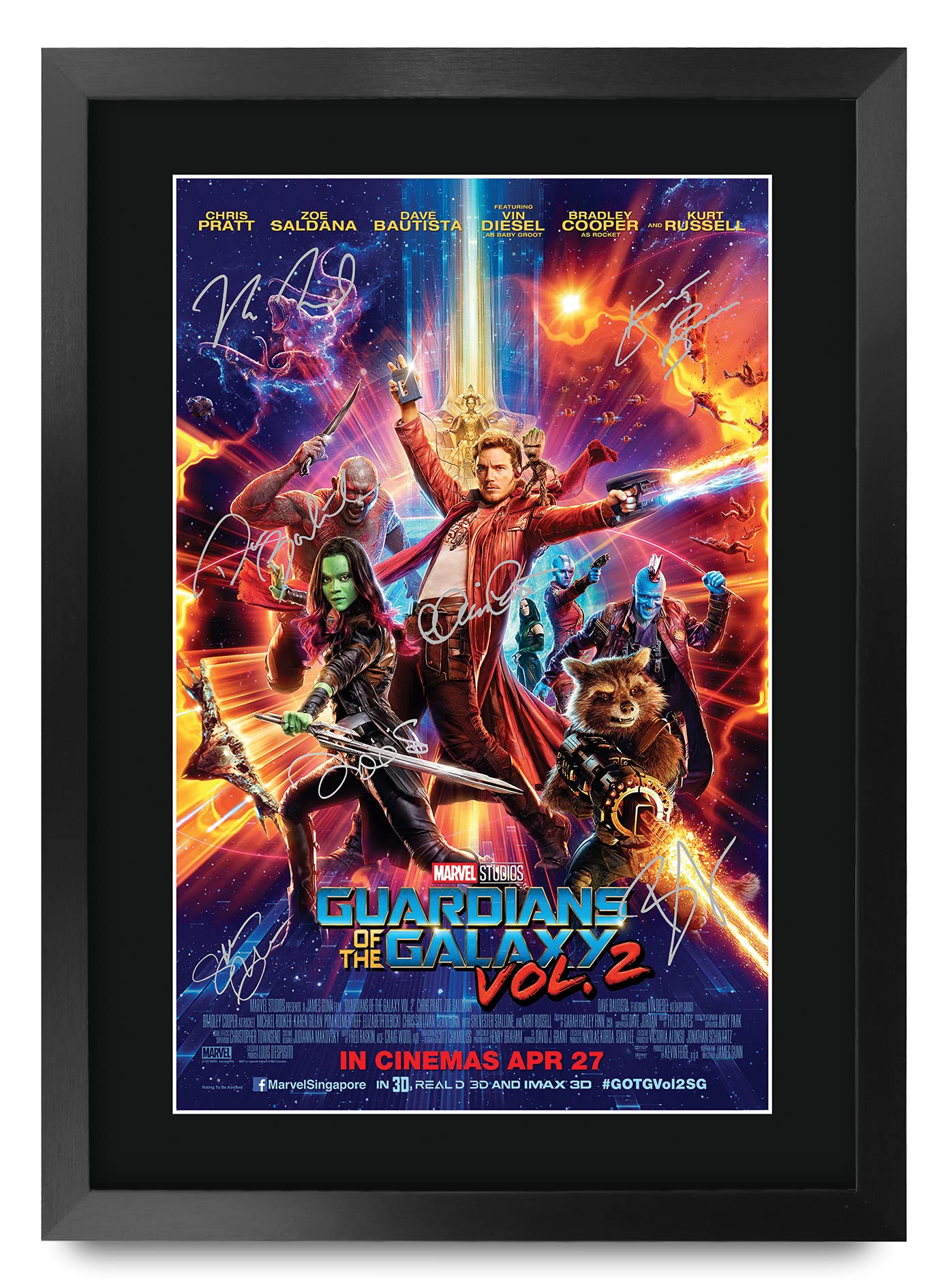 HWC Trading A3 FR Guardians of The Galaxy Vol 2 Chris Pratt and Cast Gifts Printed Poster Signed Autograph Picture for Movie Memorabilia Fans - A3 Framed — image 1
