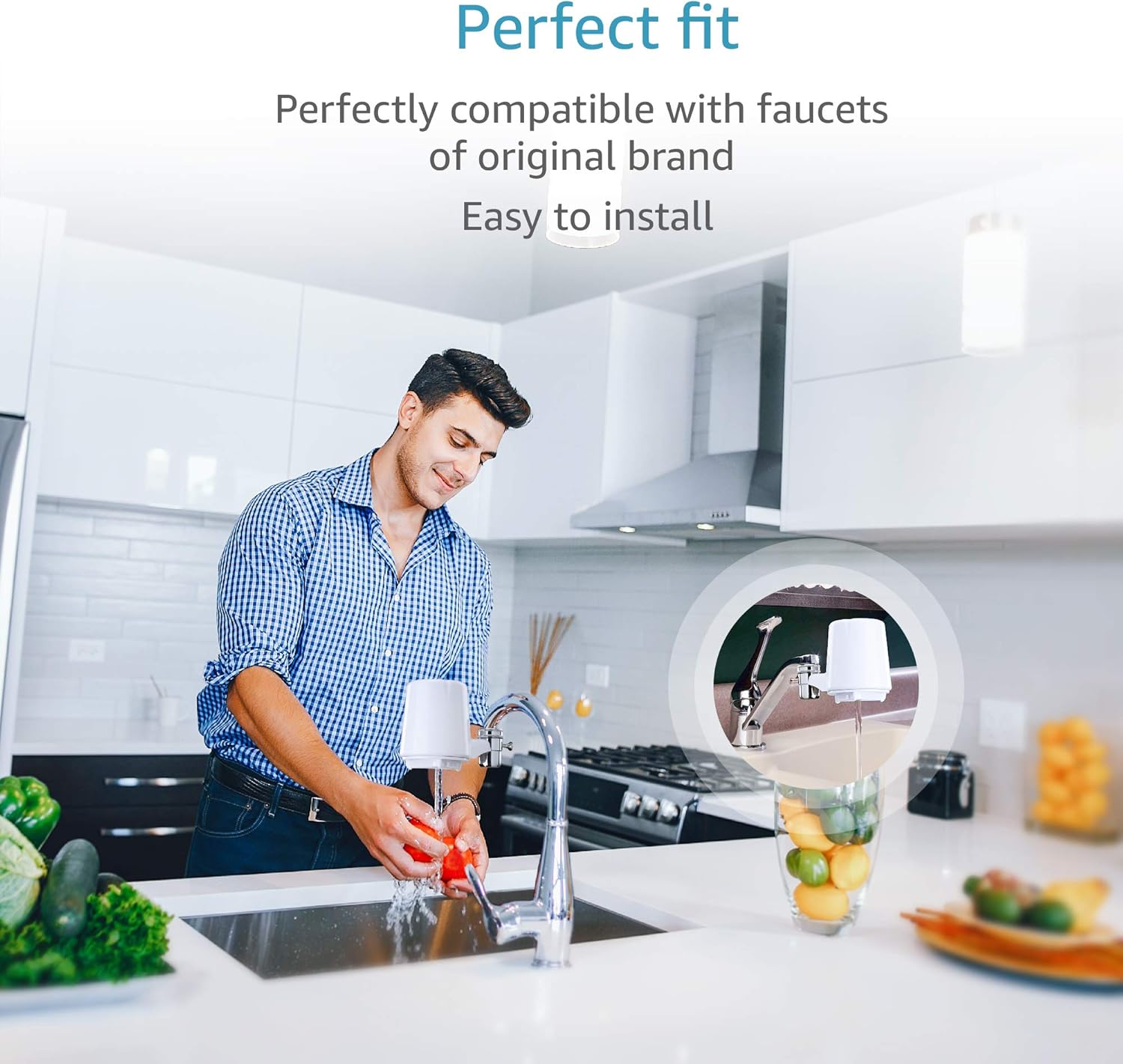 AQUA CREST FM-15RA Faucet Water Filter, Compatible with Culligan FM-15RA Water Filter, Culligan FM-15A Filtration System, White Finish (Pack of 3): Home & Kitchen