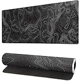 Topographic Contour Extended Big Mouse Pad Large,Gaming Mouse Pad Desk Pad,27.6x11.8 Inch Long Computer Keyboard Mouse Mat Mousepad with 3mm Non-Slip Base and Stitched Edge for Gaming and Office