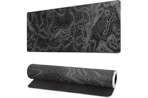 SISKI Topographic Contour Extended Big Mouse Pad Large,Gaming Mouse Pad Desk Pad,27.6x11.8 Inch Long Computer Keyboard Mouse Mat Mousepad with 3mm Non-Slip Base and Stitched Edge for Gaming and Office