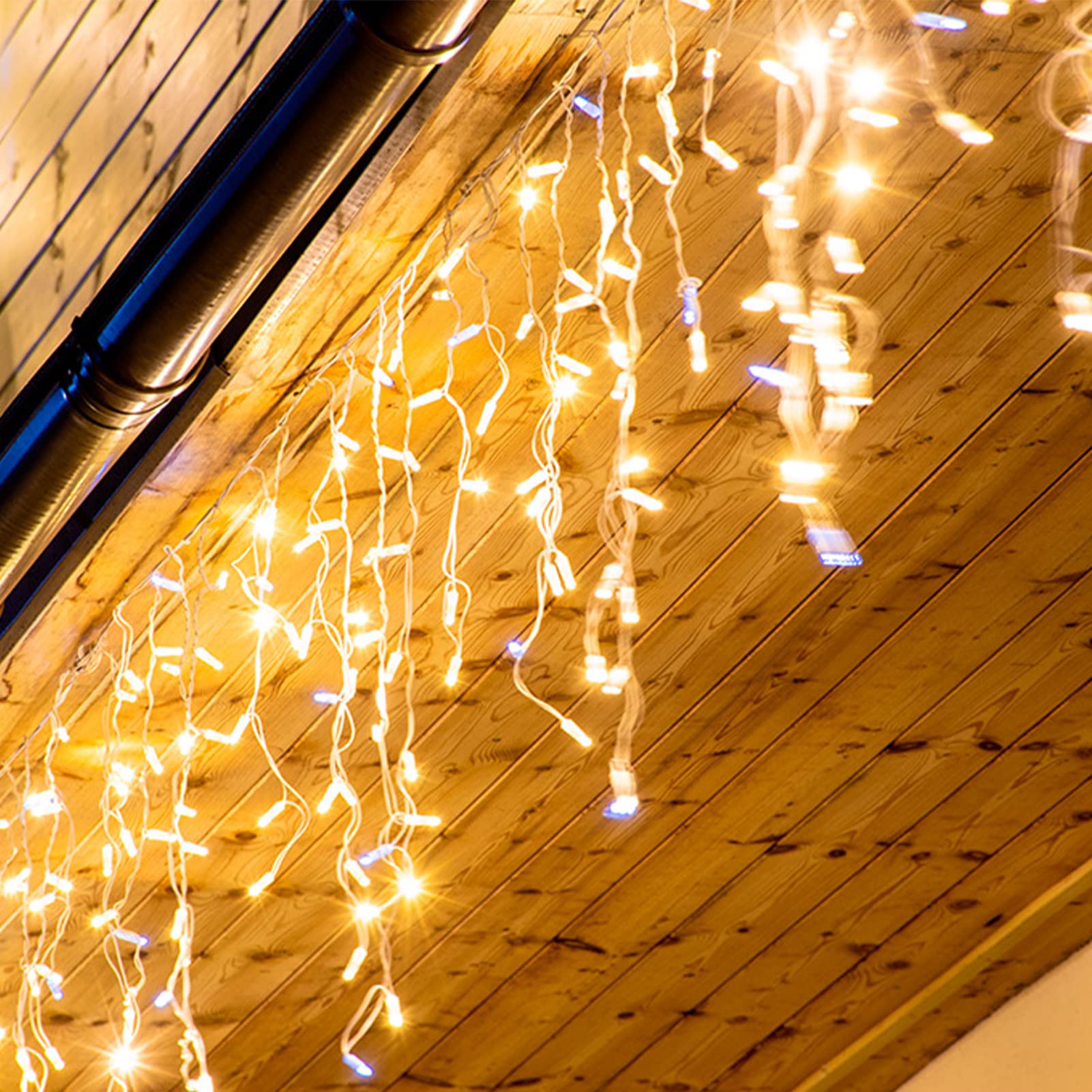 WOWDSGN LED Eisregen Lichterkette Außen, 15M 660LED Eiszapfen mit Timer 8 Modi IP44 wasserdicht Strombetrieben, Lichtervorhang für Weihnachten Dachkante Dachrinne Terrasse Balkon Warmweiß 9