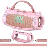 XEGIMOR Silicone Cover Case for JBL Charge 6 Portable Bluetooth Speaker Accessories, Charge 6 Speaker Protective Case with Shoulder Strap (Pink Cover)