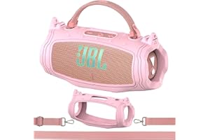 XEGIMOR Silicone Cover Case for JBL Charge 6 Portable Bluetooth Speaker Accessories, Charge 6 Speaker Protective Case with Shoulder Strap (Pink Cover)
