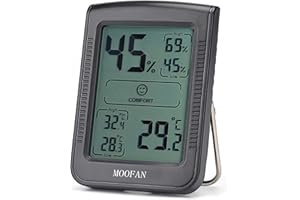 MOOFAN Digital Thermometer Indoor Hygrometer Configure a Precise Temperature and Humidity Monitor with 5-Second Quick Refresh - Quick Feedback and Reminders on Changes in Temperature and Humidity (Black)