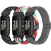 WolliLe Braided Watch Bands Compatible with Fitbit Inspire 3/Inspire 2/Inspire/Inspire HR/Fitbit ace 3/Ace 2, Soft Adjustable Nylon Loop Elastic Strap Sport Replacement Wristbands for Women Men