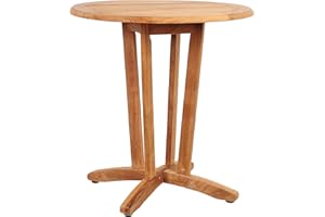 Amazonia Victor 1-Piece Outdoor Bistro Round Table | Certified Teak | Ideal for Patio and Indoors, 27Lx27Wx29H, Light Brown