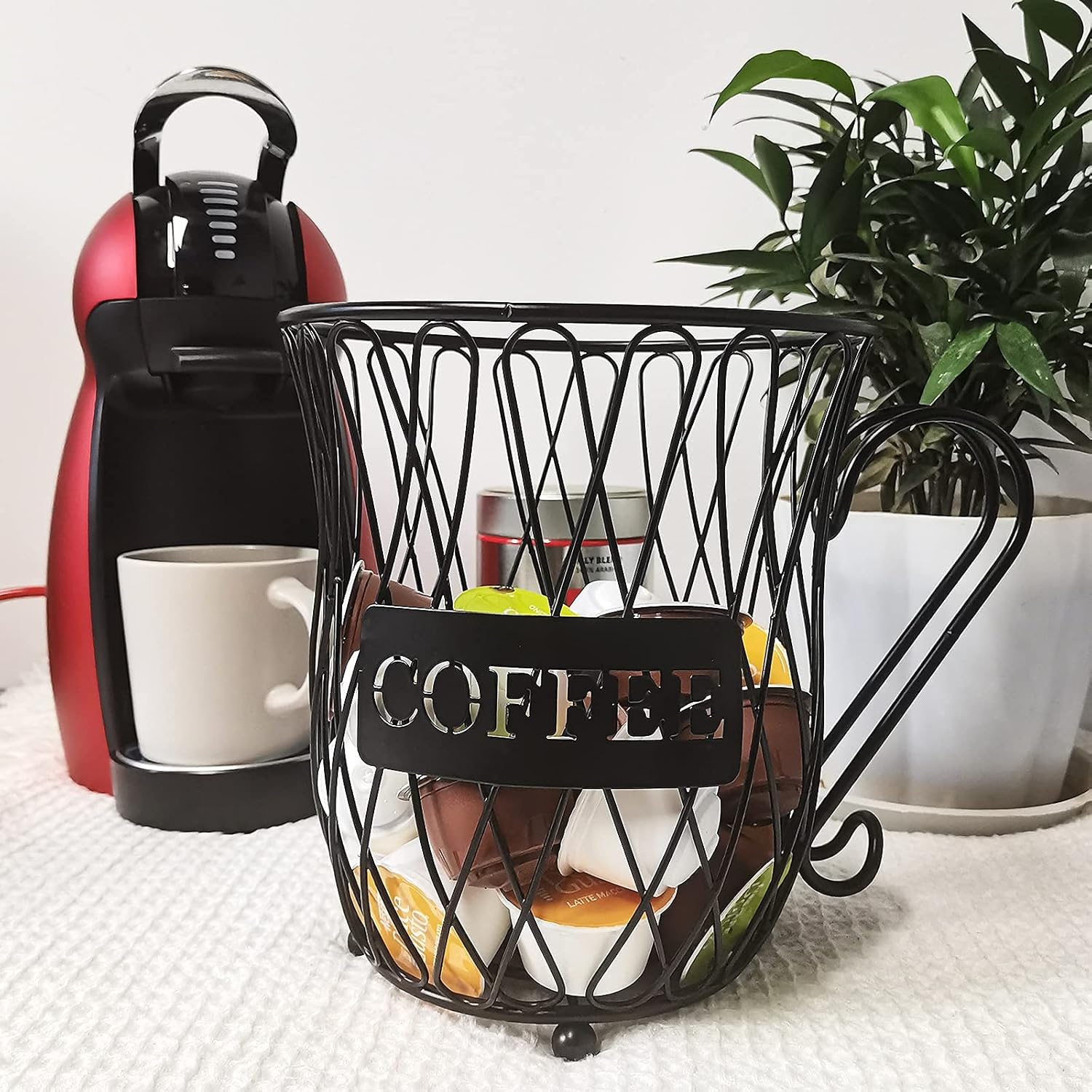 Homentum Black K Cup Holder,Large Capacity Coffee Pod Holder,Coffee Bar Accessories Station Organizer Basket for Counter,Table,Kitchen,Office: Kitchen & Dining