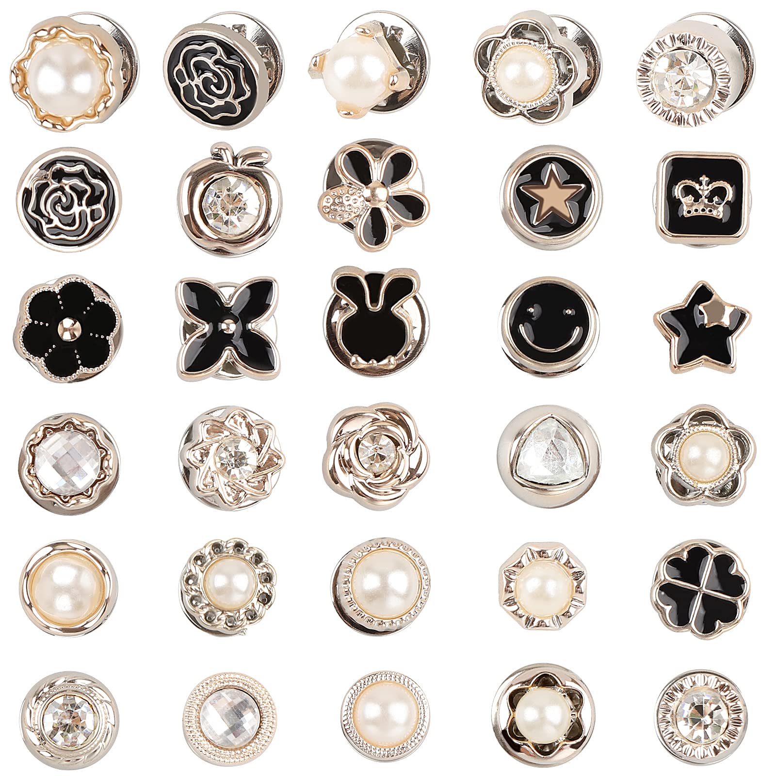 Hoiny Brooch Pins for Women, 30 Pcs Cover Up Button Clothes, Modesty Pins, Women Shirt Safety Buttons, Invisible Button, Prevent Accidental Exposure of Buttons Girls Silver