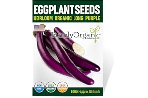 PURELY ORGANIC PRODUCTS LLC Organic Eggplant Seeds (Long Purple) - Approx 160 Seeds - USDA Organic, Non-GMO, Open Pollinated, Heirloom, USA Origin