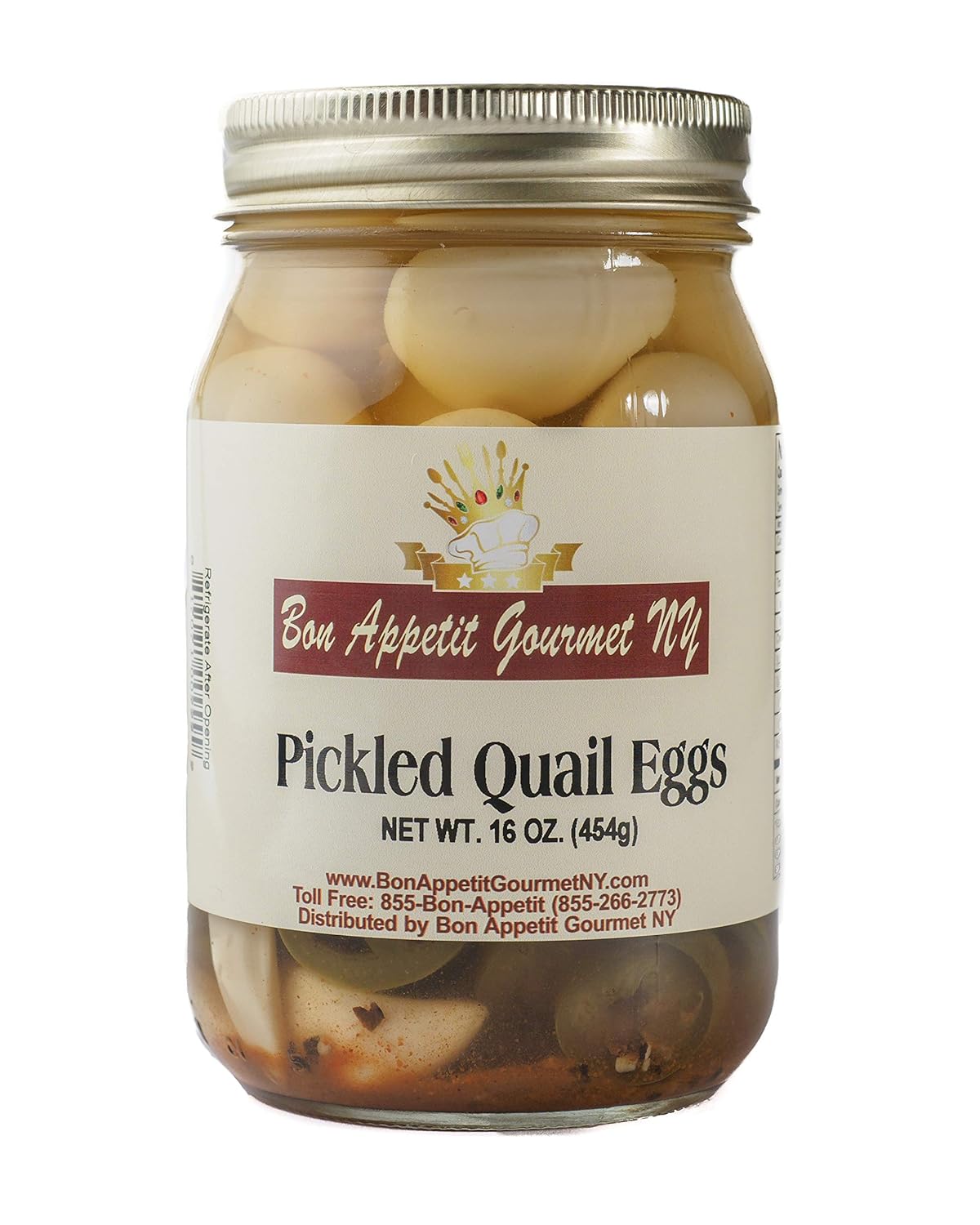 Spicy Pickled Quail Eggs by Bon Appetit Gourmet NY - 16 oz. Jar