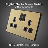 BG Electrical Evolve Satin Brass Double Switched Socket 13A PCDSB22B view 2